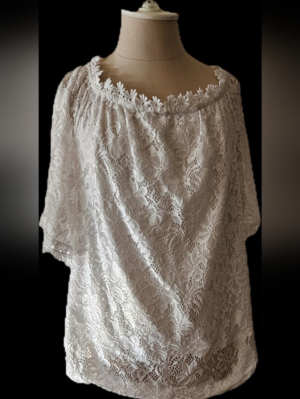 Miholl Lace Off The Shoulder Top Casual Loose Blouse